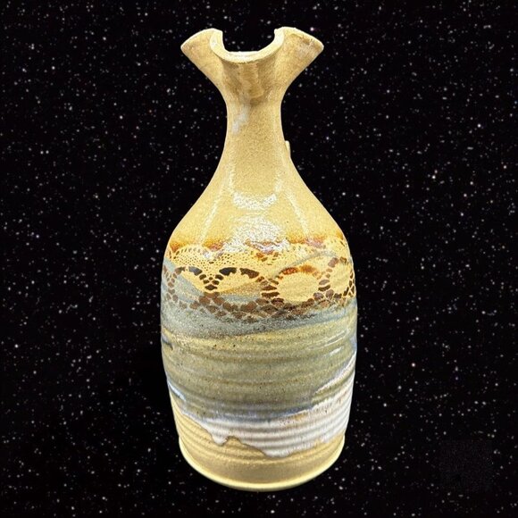 Hand Trown Pottery Jug Pitcher Hand Made Signed Blue Stoneware Vintage 11”T 6”W - Picture 14 of 16